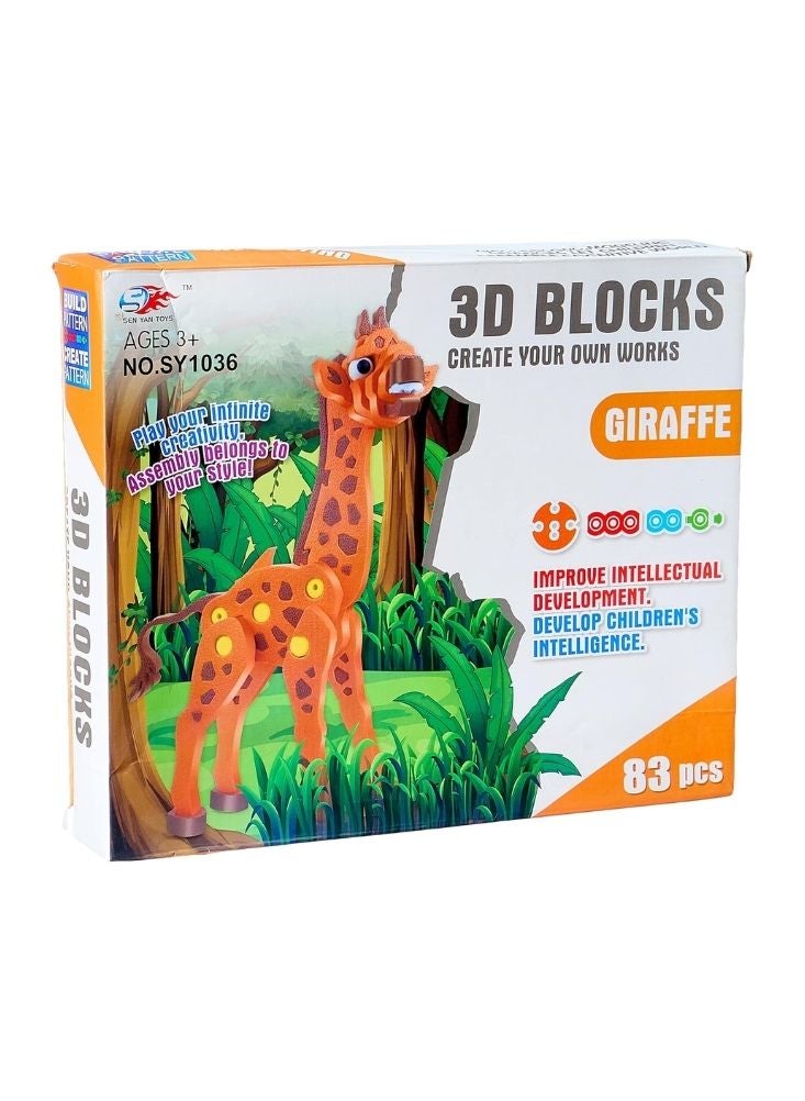 Premium 3D Giraffe Building Blocks Toy Set with 83 Pieces for Kids - Image 3